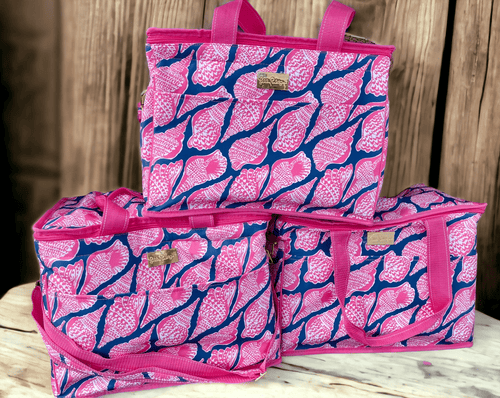 Lilly Pulitzer Beach Cooler “Cute As A Shell” Pink Navy Print - Pretty Crafty Lady Shop