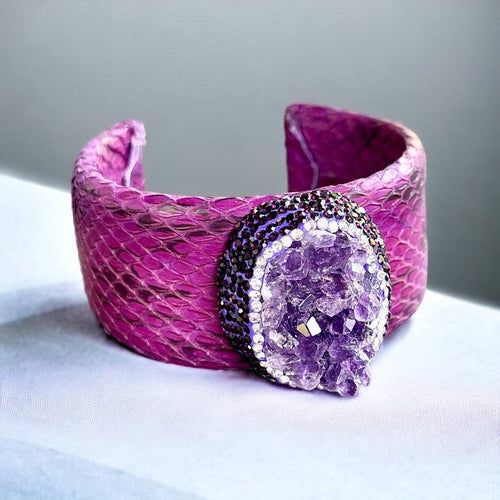 Luxury Dark Purple Raw Amethyst Cuff Bracelet - Bexa Boutique